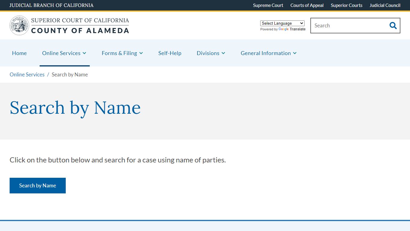 Search by Name | Superior Court of California | County of Alameda